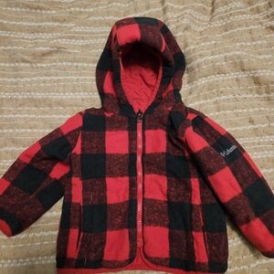 Columbia Red and Black Checkered Hooded Jacket